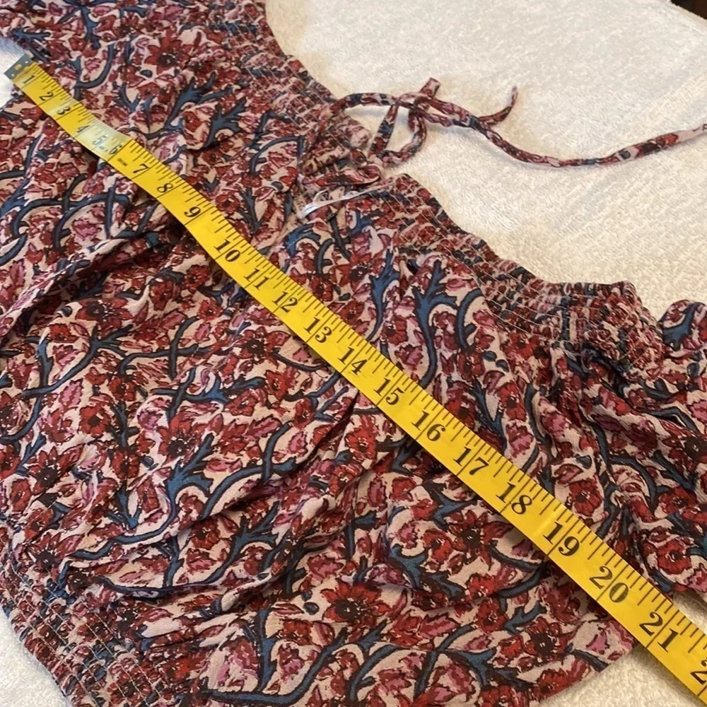 Free People blouse cropped off shoulder long sleeve floral print Size small
